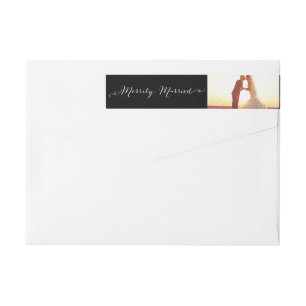 Merrily Married Christmas Photo Return Address Wrap Around Label