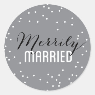Merrily Married Couple Holiday Classic Round Sticker