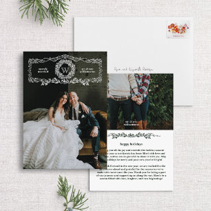 Merrily Married Monogram Wreath Holiday Photo Card