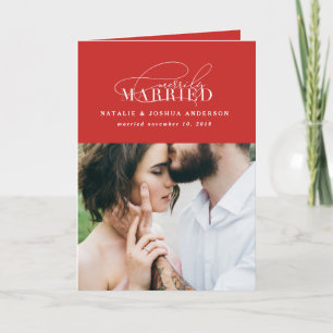 Merrily married wedding announcement Holiday card
