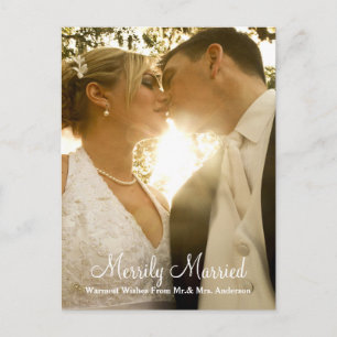 Merrily Married Wedding Photo Holiday Postcard