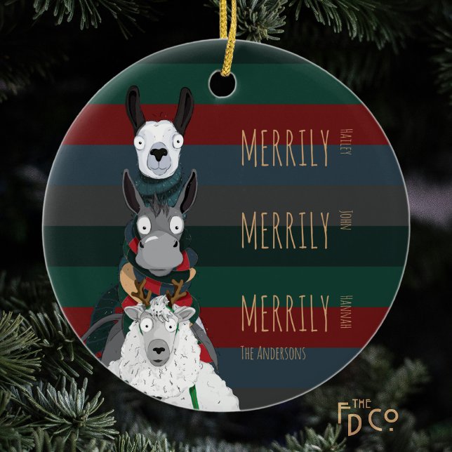 Merrily Merrily Merrily Funny Personalised Ceramic Ornament (Creator Uploaded)