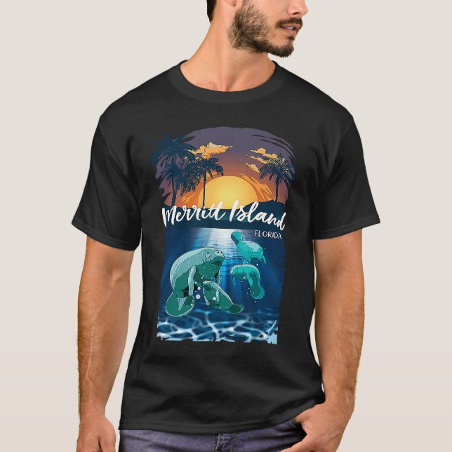 Merritt Island Florida Manatees Vacation Souvenir  T-Shirt (Front)