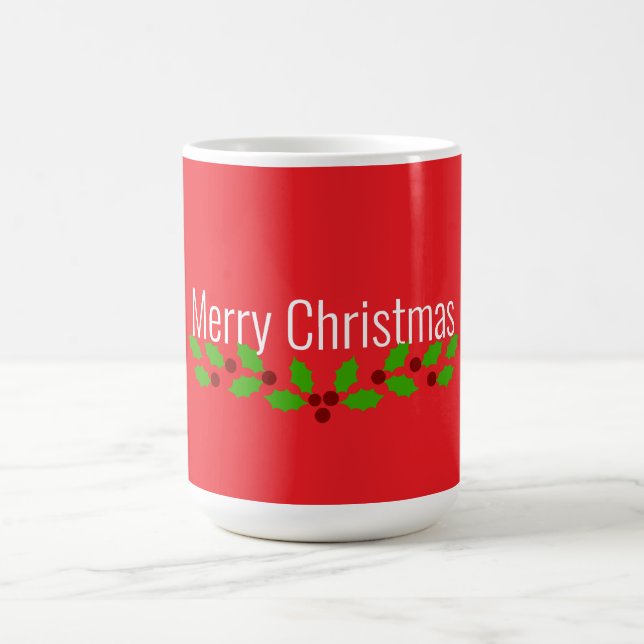 Merrry Christmas, holiday red, Coffee Mug (Center)