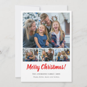 Merry 4 photos collage Christmas Holiday Card