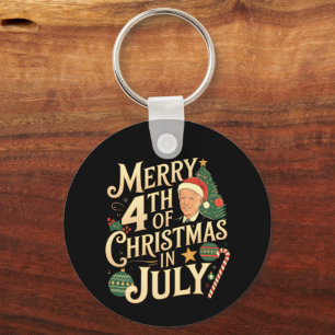 Merry 4th of Christmas in July Funny Biden Memes Key Ring