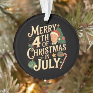 Merry 4th of Christmas in July Funny Biden Memes Ornament
