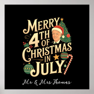 Merry 4th of Christmas in July Funny Biden Memes Poster