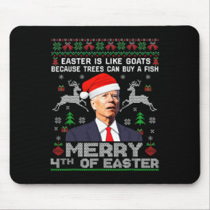 Merry 4th Of Easter Fun Biden Ugly Christmas  Men  Mouse Pad