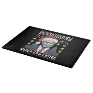 Merry 4th Of Easter Funny Biden Ugly Christmas  Cutting Board