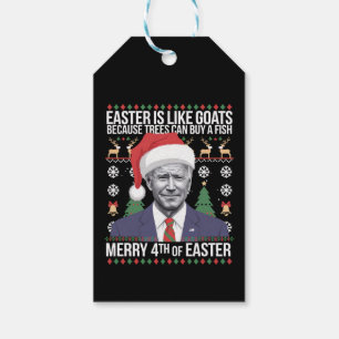 Merry 4th Of Easter Funny Biden Ugly Christmas Gift Tags