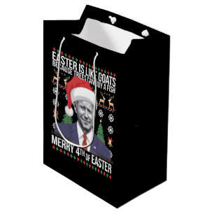 Merry 4th Of Easter Funny Biden Ugly Christmas Medium Gift Bag