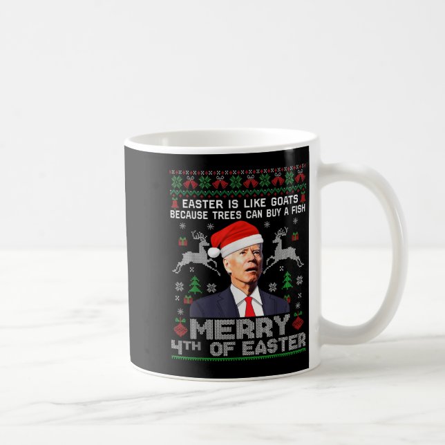 Merry 4th Of Easter Funny Biden Ugly Christmas Swe Coffee Mug (Right)