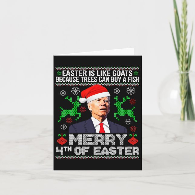 Merry 4th Of Easter Funny Christmas Ugly Sweater M Card (Front)