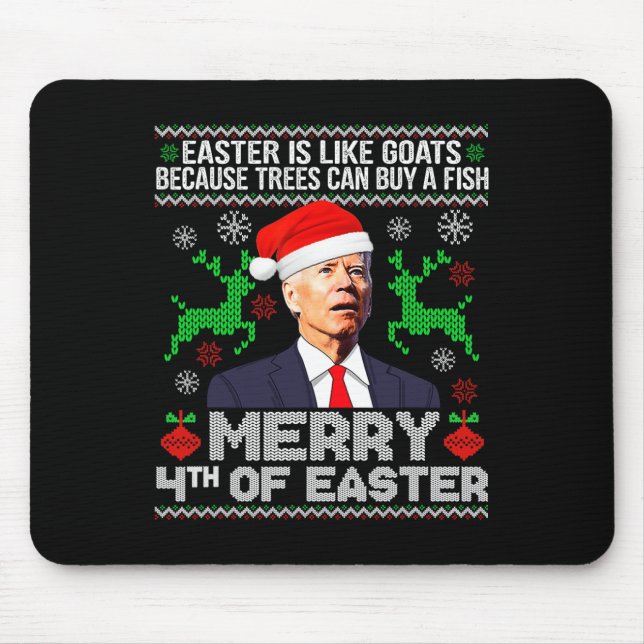 Merry 4th Of Easter Funny Christmas Ugly Sweater M Mouse Pad (Front)