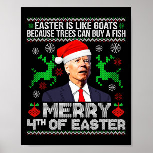 Merry 4th Of Easter Funny Christmas Ugly Sweater M Poster