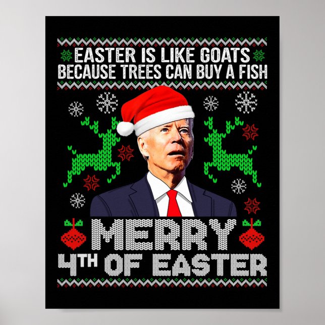 Merry 4th Of Easter Funny Christmas Ugly Sweater M Poster (Front)