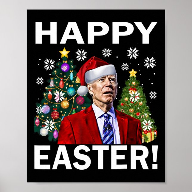Merry 4th Of Easter Funny Joe Biden Christmas Ugly Poster (Front)