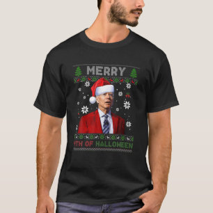 Merry 4Th Of Halloween Funny Biden Ugly Christmas T-Shirt