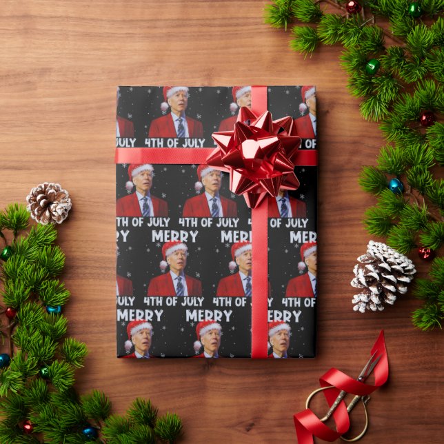 Merry 4th Of July Joe Biden Confused Christmas Wrapping Paper (Holiday Gift)
