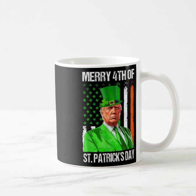Merry 4th Of St Patricks Day Trump Leprechaun Hat  Coffee Mug (Right)