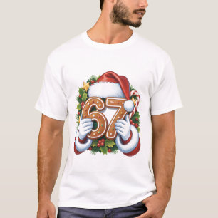 Merry 67th Birthday Gingerbread Christmas T-Shirt, T-Shirt