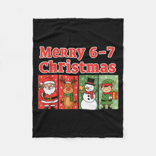 Merry 6 7 Six Seven Meme Christmas Women Men Kids  Fleece Blanket