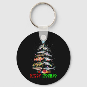 Merry A Fishmas Funny Christmas Tree Lights Fish F Key Ring