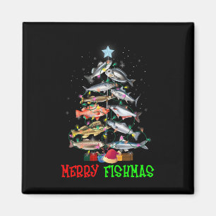 Merry A Fishmas Funny Christmas Tree Lights Fish F Magnet