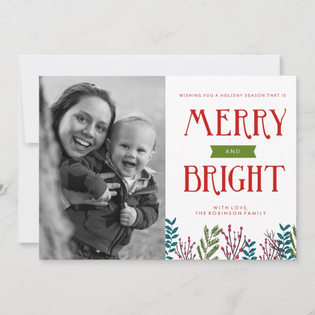Merry Aand Bright Holiday Photocard Greetings (Front)