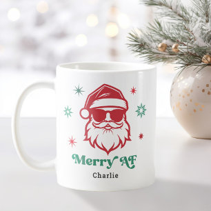 Merry AF cool Santa in sunglasses retro stars Coffee Mug