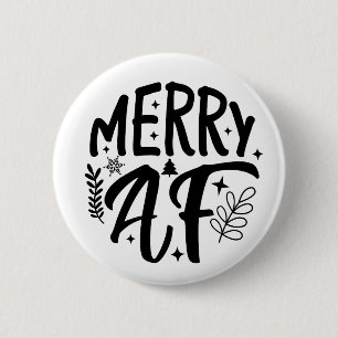 Merry Af Funny Christmas Snowflake Xmas 6 Cm Round Badge