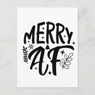 Merry Af Funny Christmas Snowflake Xmas Announcement Postcard