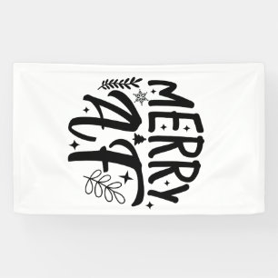 Merry Af Funny Christmas Snowflake Xmas  Banner