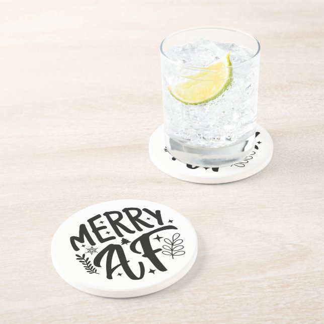 Merry Af Funny Christmas Snowflake Xmas  Coaster (Side)