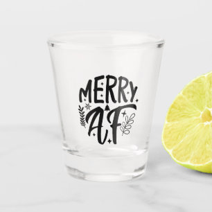 Merry Af Funny Christmas Snowflake Xmas  Shot Glass