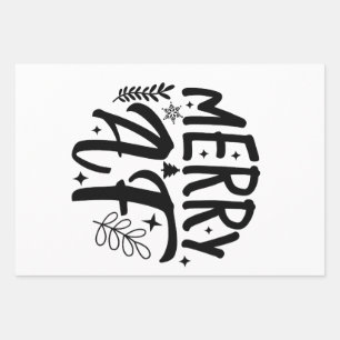 Merry Af Funny Christmas Snowflake Xmas  Wrapping Paper Sheet