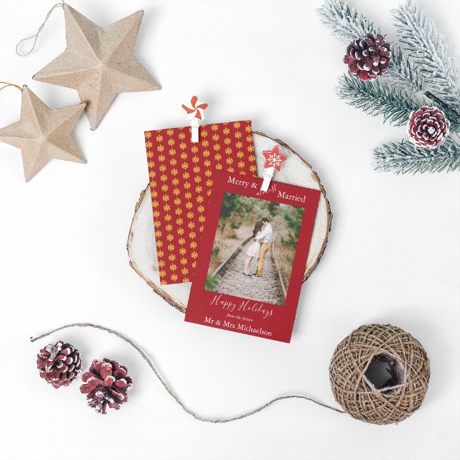 Merry & Almost Married Minimalist Holiday Card (Creator Uploaded)