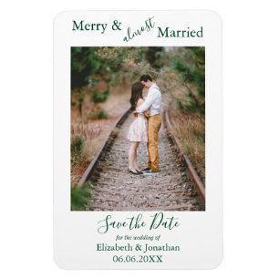 Merry & Almost Married Minimalist Save The Date Magnet