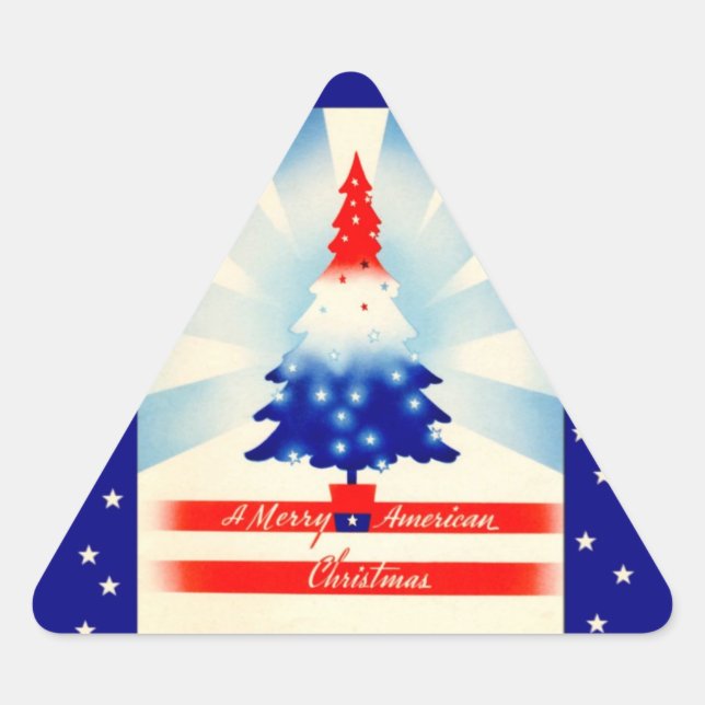 Merry American Christmas Patriotic Tree sticker (Front)