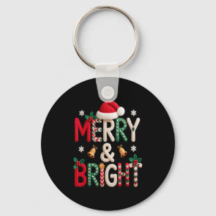 Merry & Bright Christmas Santa Hat Crochet Kni Key Ring