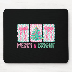 Merry & Bright Coquette Preppy Bow Xmas Tree W Mouse Pad