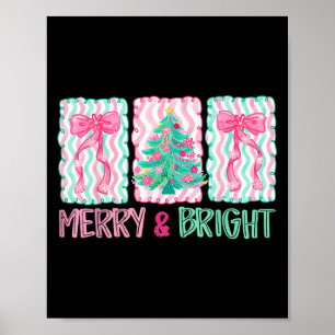 Merry & Bright Coquette Preppy Bow Xmas Tree W Poster