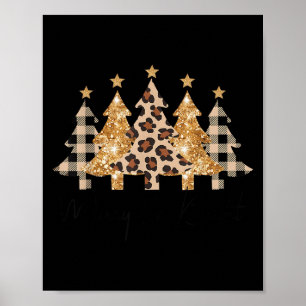 Merry &amp; Bright Leopard Christmas Tree For Wome Poster