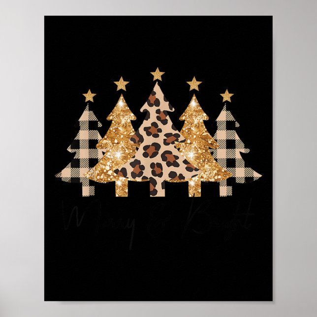 Merry &amp; Bright Leopard Christmas Tree For Wome Poster (Front)