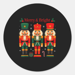 Merry &amp; Bright Nutcracker Christmas Ballet Dan Classic Round Sticker