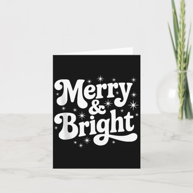 Merry &amp; Bright Retro Christmas Groovy Holiday  Card (Front)