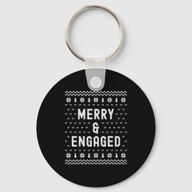 Merry &amp; Engaged Christmas Matching Pajama Coup Key Ring (Front)