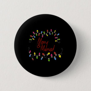 Merry & Married First Christmas Matching Coupl 6 Cm Round Badge