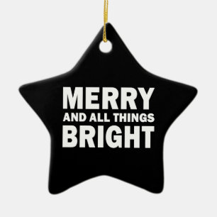 Merry and All Things Bright Modern Black Star Ceramic Ornament